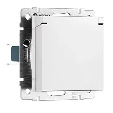 Изображение Розетка с заземлением и шторками c крышкой IP44 N (белый матовый) W1171261